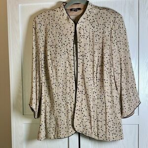 Onyx Nite Beige Black Sparkle Print Kimono Jacket Tank Set Size XL Formal Cruise